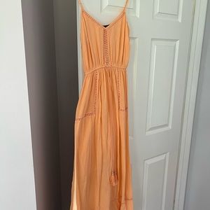 Coral peach long summers dress uk6 us2